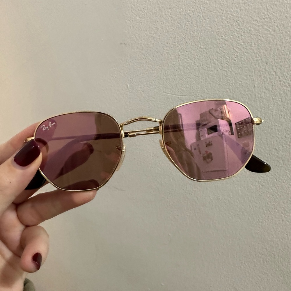 Rayban mirrored hexagon pink lenses